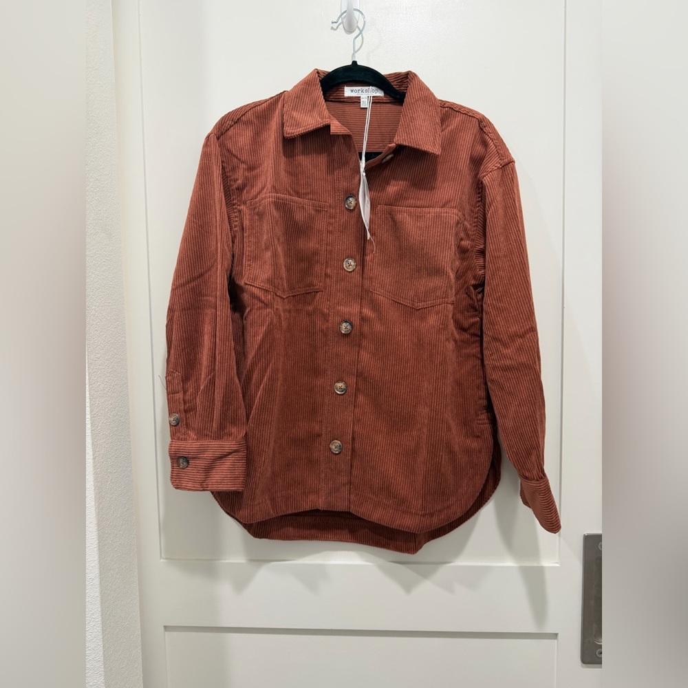 NEW WORKSHOP REPUBLIC Corduroy Button Up- Rust (Size XS)
